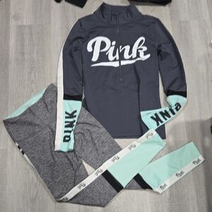 Gray and Mint PINK Logo Tracksuit